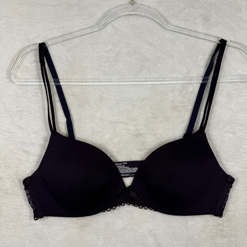 GapBody Favourite Wireless Uplift Push Up Bra 32B Sugarplum Purple Lace Trim